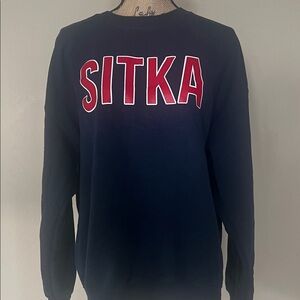 Gildan Navy Sweatshirt with Red Lettering